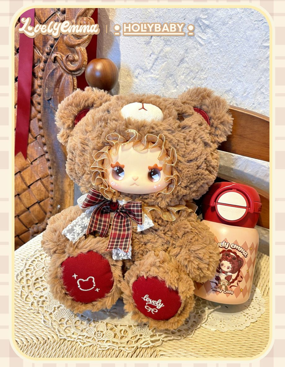 LOVELY EMMA & HOLLY BABY ぬいぐるみ 水筒セット LOVELYEMMA x Holly Baby BearCup Bag + Cup | LUCKY EMMA STUDIO