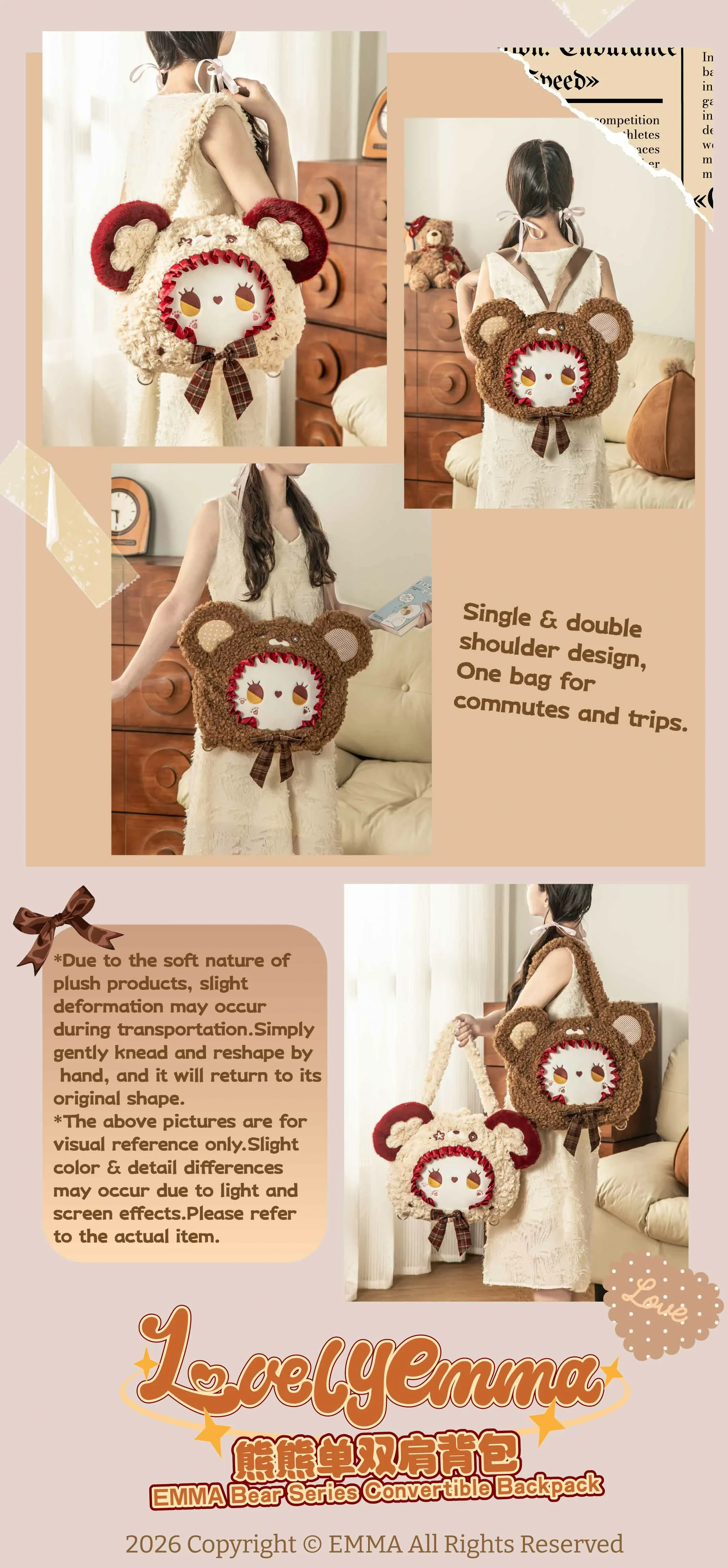 EMMA Bear Series Convertible Backpack 21 format,webp
